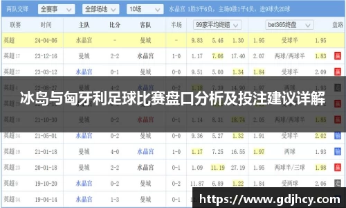 冰岛与匈牙利足球比赛盘口分析及投注建议详解